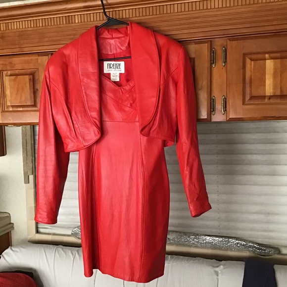 Firenze of Santa Barbara Dresses & Skirts - Genuine leather red dress with jacket.
